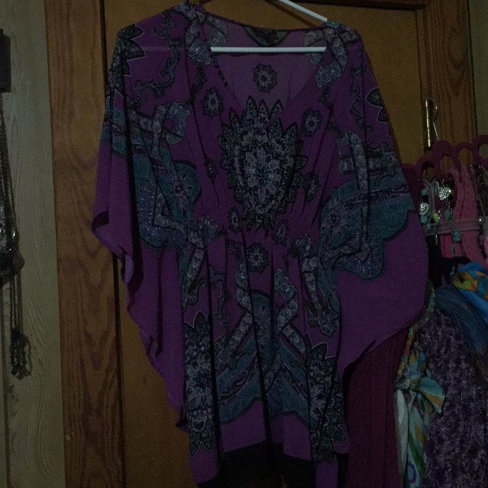 Purple💜 Pancho sleeve💜 gathered waist tunic 💜